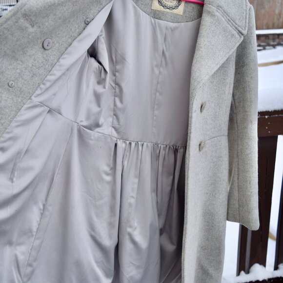90% Wool Blend Gray Brushed Coat - Picture 4 of 8